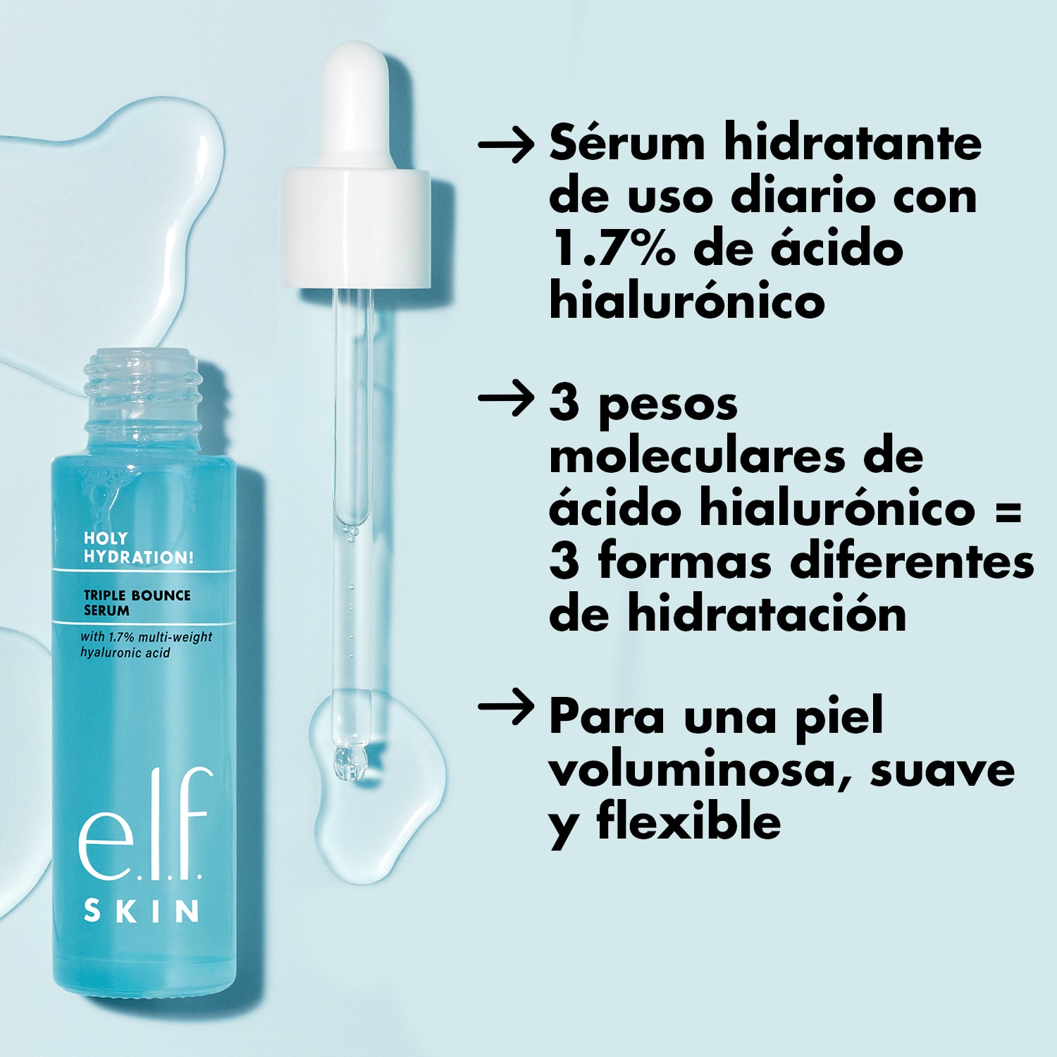 E.L.F. SKIN HOLY HYDRATION! TRIPLE BOUNCE SERUM (SUERO HIDRATANTE)